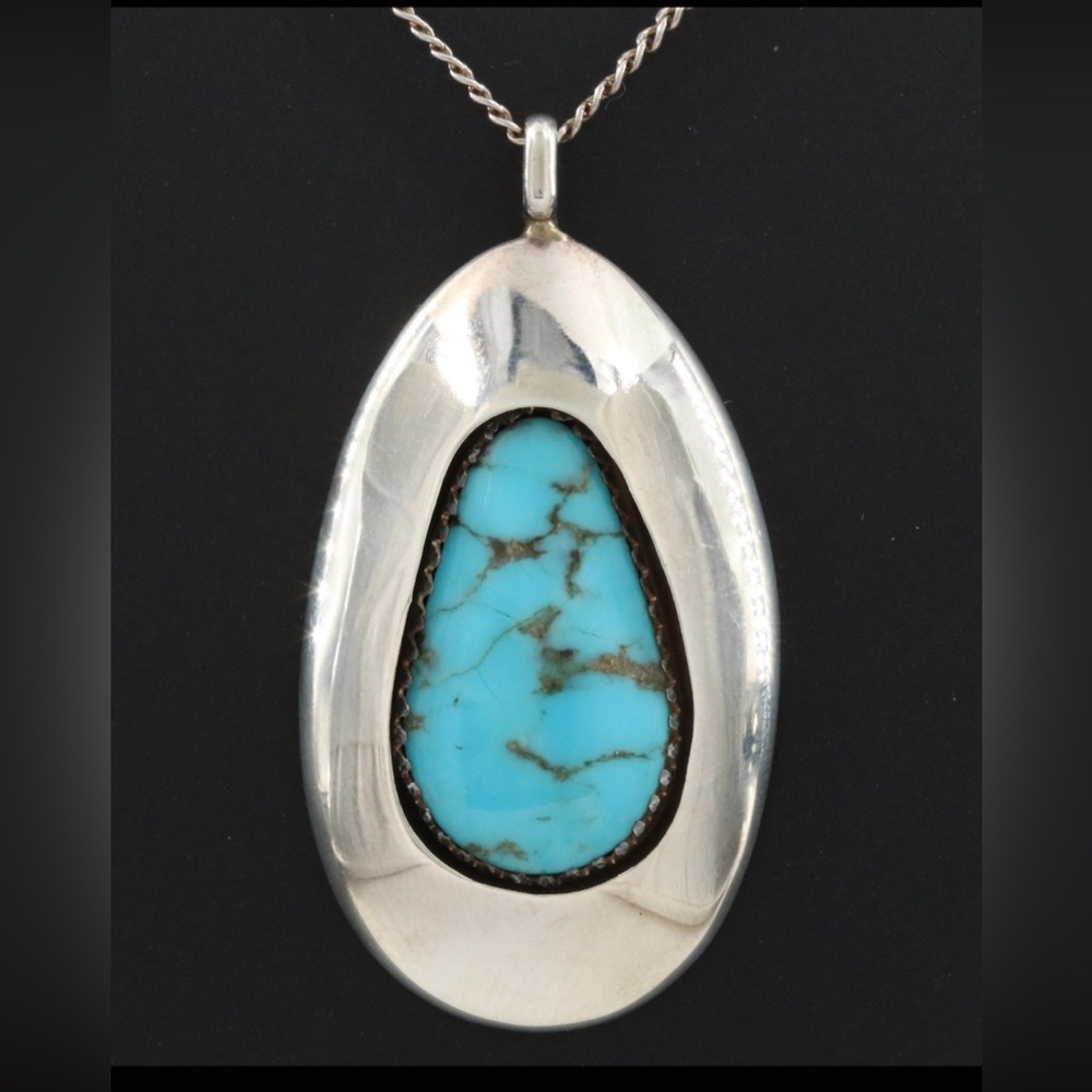 Turquoise and Sterling Pendant Necklace